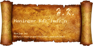 Heninger Kálmán névjegykártya